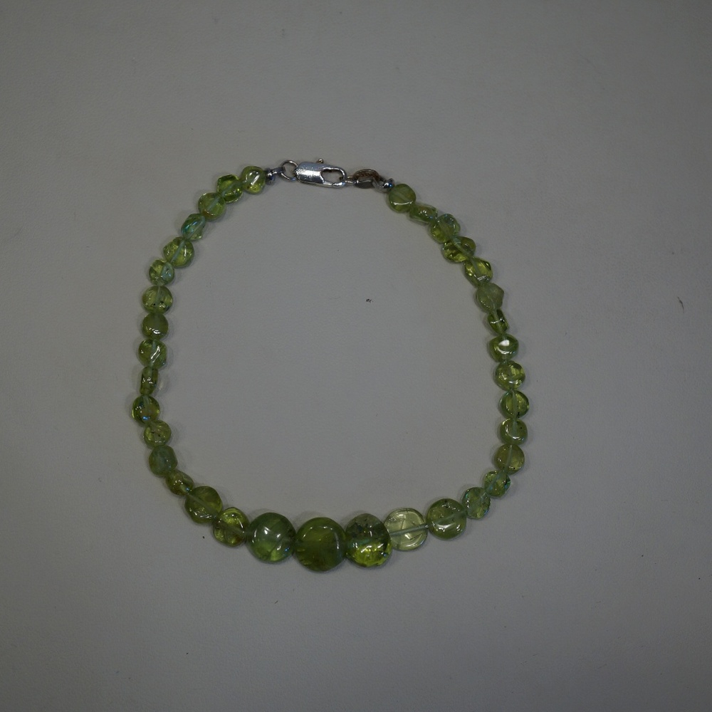 8" Genuine Peridot Bead Bracelet
